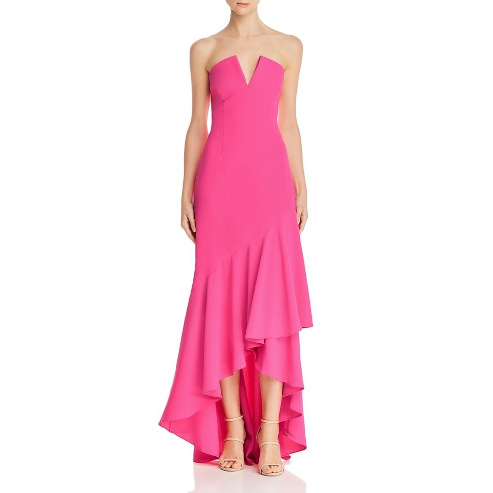 Jill Stuart Strapless Ruffled Hi-Low Evening Dress